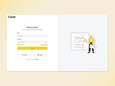 Log In Page UI/UX clean illustration log in modern onboarding saas sign up ui uiu uiux web app website design