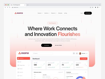 Work Management Website figma for startups framer hero area landing page saas task automation team collaboration team efficiency uiux web design work automation work management workflow optimization