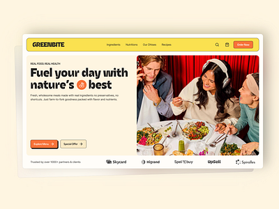 🥗 GreenBite Real Food, Real Health branding concept dailyui design food food drink fresh graphic design healthy landingpage organic ui web design