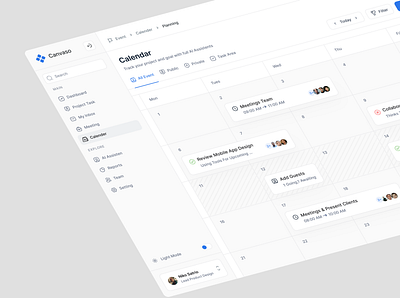 Project Management Dashboard - Calendar Page calendar ui dashboard event calendar minimalist modern planner pm dashboard productivity tools project management reminder scheduling dashboard task management team collaboration timeline to do list tracking project uidesign uxdesign website work management