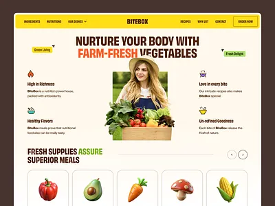 Bitebox - Healthy Meal Delivery Website catering service chef ecommerce food delivery food subscription healthy food healthy food platter healthy meal homepage landing page meal delivery meal delivery service meal subscription restaurant uiux veg meals web design website website design website designer