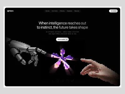 Landing page: human–AI synergy for smarter outcomes 3d ai animation artificial intelligence design digital product gradient hero landing page saas ui web website website design