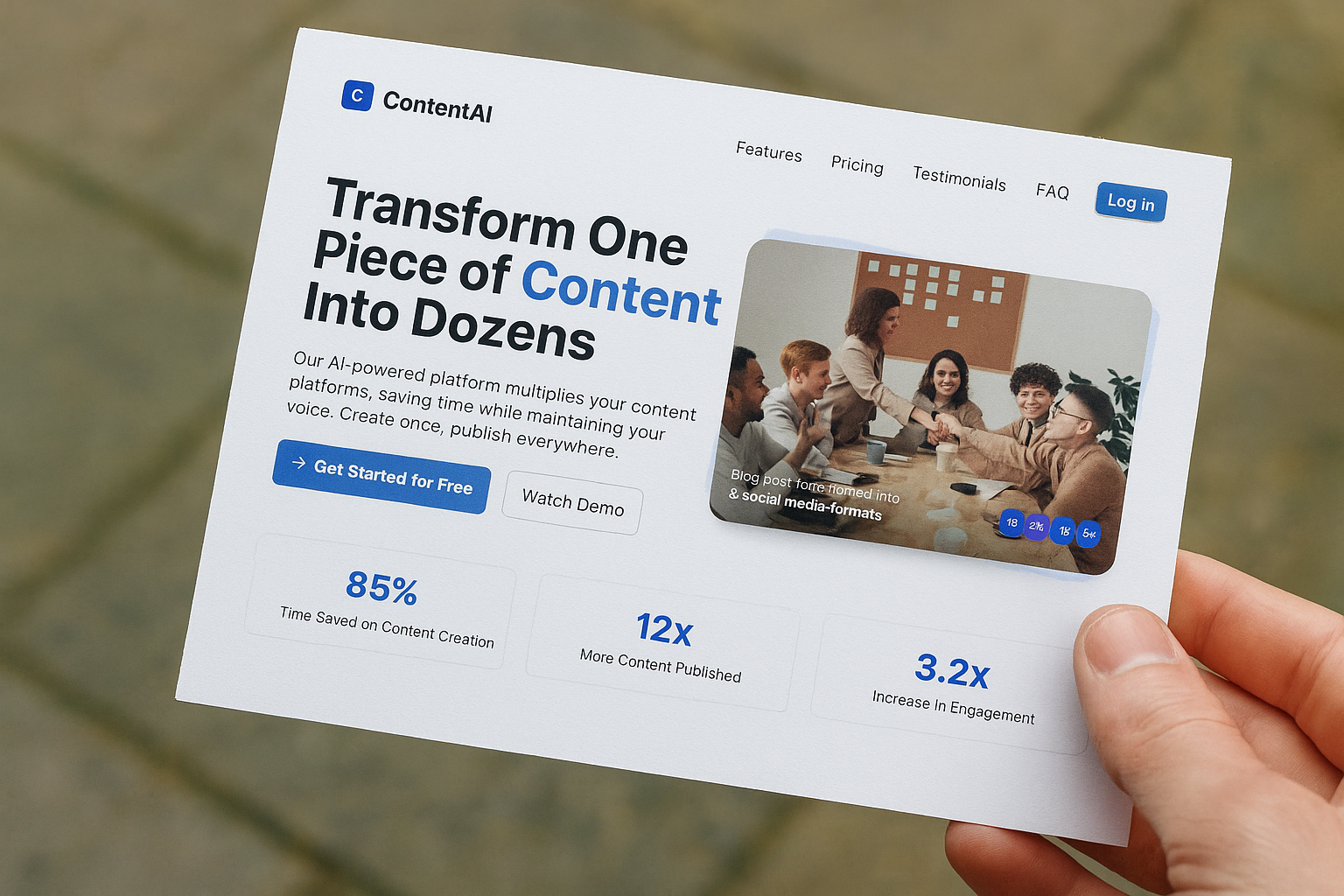 ContentAI Website Landing Page Design artificial intelligence figma landing page minimalist design modern website design saas landing page ui ux design website design