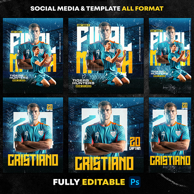 Photoshop E-sports Social Media Post Template For Soccer or Foot banner branding design football poster graphic design instagram post design minimal poster poster design poster template social media social media kit social media post design sports sports poster template photoshop trophy