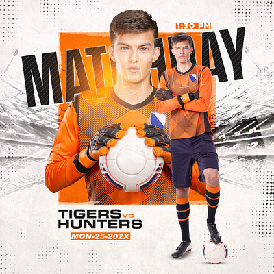 Photoshop Sports PSD Template For Soccer or Football Event Match banner branding design football poster graphic design illustration instagram post design minimal poster poster design poster template social media social media kit social media post design sports sports poster template photoshop trophy typography ui
