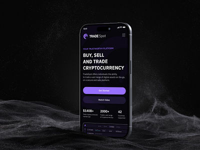 Mobile Responsive Website for TradeSpot adaptive clean crypto currency dark theme design exchange interface mobile modern product responsive trade trading ui ux wallet web