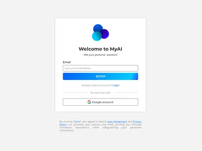 MyAI Sign-up design graphic design ui