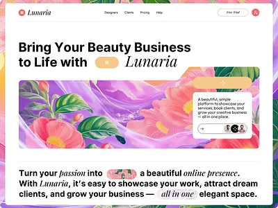 Beauty Platform Lunaria beauty platform design landing page site summer vibes ui uiux web design website