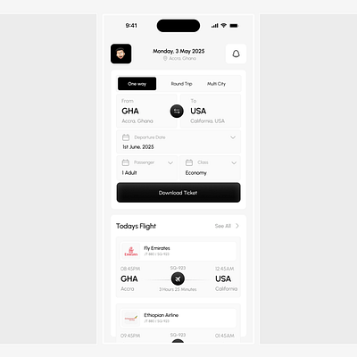 ✈️ Flight Booking App UI – Minimal, Intuitive, Sleek 3d animation branding design figma flightbooking graphic design illustration logo minimaldesign motion graphics travelapp ui vector