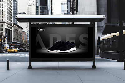 ARES Luxury Footwear Brand Poster Design (Black Shoes) advertisingbanner advertisingposter bannerads busstandmockup footwear footwearposter luxury posterads posterdesign shoe shoeadvertisement shoedesign shoeposterdesign shoesformen shoesforwomen sneakerbanner sneakerposter
