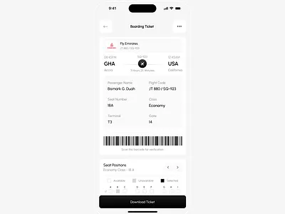 🎟️ Boarding Pass UI – Seamless, Clear, Verified boardingpass cleanui figma flightapp interactiondesign mobiledesign travelapp ui ux
