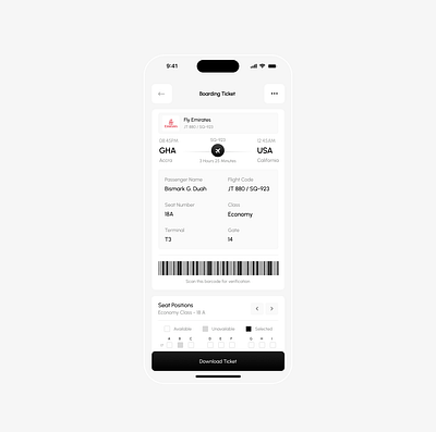 🎟️ Boarding Pass UI – Seamless, Clear, Verified boardingpass cleanui figma flightapp interactiondesign mobiledesign travelapp ui ux