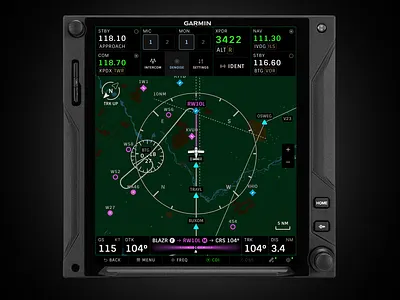 Navigation for civil aviation - Garmin 750Xi app product design ui ux