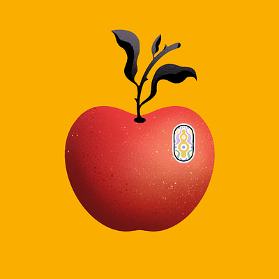 A is for Apple apple food fruit illustration minimalist procreate texture