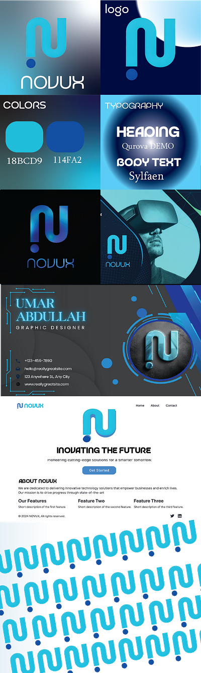 NOVUX Technologies logo design and branding guidelines branding business design futuristic graphic design logo logodesign minimalist monogram tech uiux