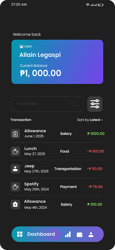 Expense Tracker UI Design for Mobile graphic design ui