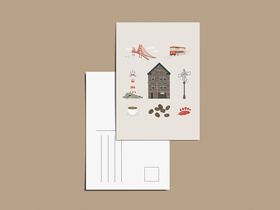Postcard - Bird & Bear Coffee cute illustration design digital illustration graphic design illustration map map illustrations postcard postcard design