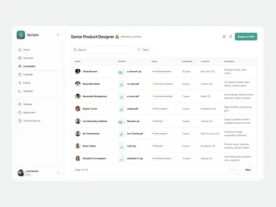 Hiring Dashboard 💻 branding clean dashboard dashboard app dashboard saas design figma hiring list logo minimal saas saas app sidebar table ui uiux ux