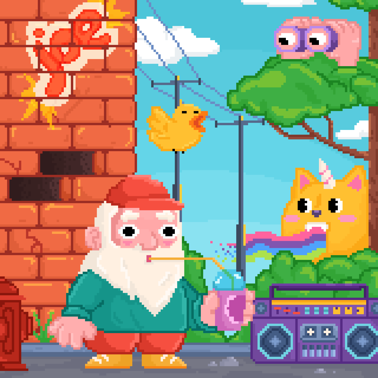 Joe gif art avalanche bird cartoon cat character gif graphic illustration joe music nft procreate sky wall