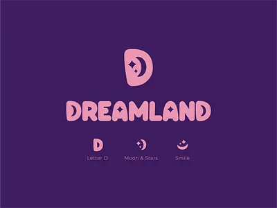 Dreamland - Logo design adobe illustrator bed sheet bedding brand identity branding comfort cozy graphic design icon logo logo design moon pillows playful quality sleep stars ui vector wordmark