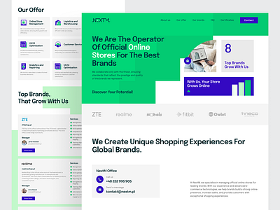 NextM: Website for Operator of Online Stores b2bdesign businesswebsite clean colors corporatebranding green modernwebsite professionaldesign uiux webdesign