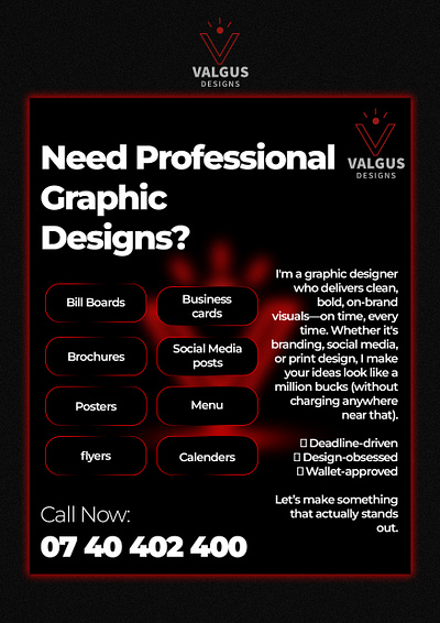 VALGUS DESIGNS ad branding flyer graphic design illustration logo poster