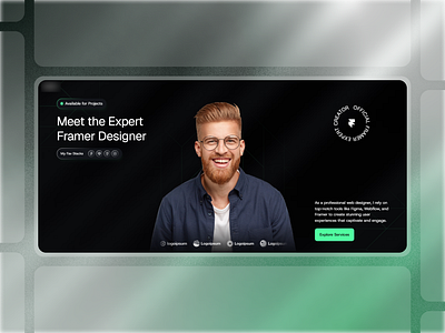 Framer Portfolio Hero Component - Framify Design design framer framer component library framer development framer hero component framer hero design framer hero section framer template framer templates framer website framify library hero design hero section hero section ui illustration ui web design