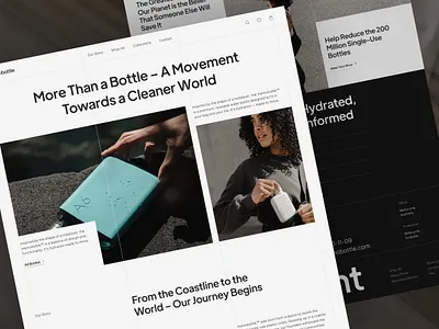 memobottle - Timeless Grid Water Bottle Website - About Us Page about page about us awwwards bold bottle branding company profile ecommerce elegant grid landing page luxury minimalist modern movement timeless ui unique web design website