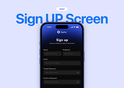 Sign UP Screen - Daily UI #01 blue branding dailyui figma graphic design iphone minimal mobile modern screen signup ui user experience
