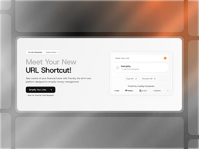 Framer Link-Shortner App Hero Component - Framify Design design framer framer component library framer development framer hero component framer hero design framer hero section framer template framer templates framer website framify library graphic design hero design hero section hero section ui illustration ui web design