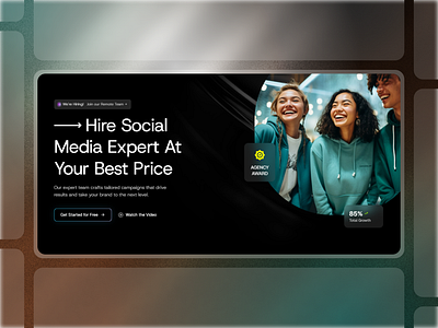 Framer Social Media Agency Hero Component - Framify Design design framer framer component library framer development framer hero component framer hero design framer hero section framer template framer templates framer website framify library graphic design hero design hero section hero section ui illustration ui web design