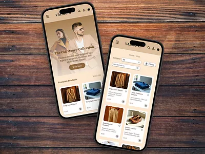 Old Money Fashion E-Commerce App app design branding e commerce graphic design uiux design web design