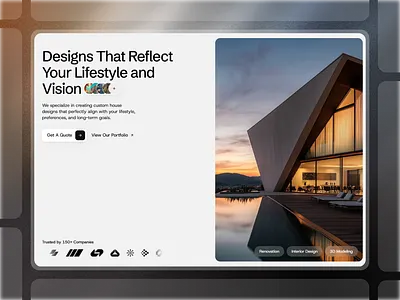 Framer Interior Design Agency Hero Component - Framify Design branding design framer framer component library framer development framer hero component framer hero design framer hero section framer template framer templates framer website framify library hero design hero section hero section ui illustration ui web design