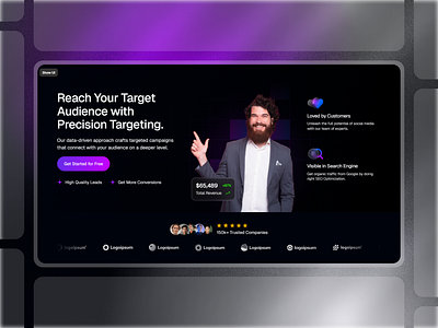 Framer Marketing Agency Hero Component - Framify Design design framer framer component library framer development framer hero component framer hero design framer hero section framer template framer templates framer website framify library hero design hero section hero section ui illustration ui web design