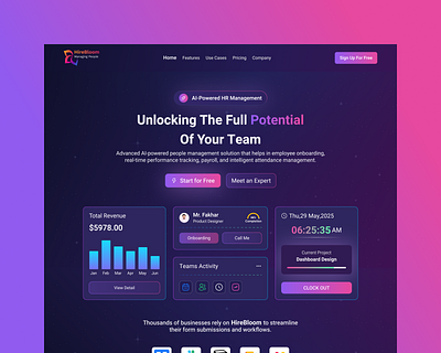HireBloom - A Management Web Landing Page UI Design figma design