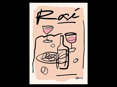 Rose wine artist artonwall clean design drawing handdraw illustration illustrator ink minimal minimalism poster print rosewine wine
