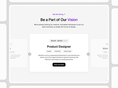 Framer Career Component - Framify Design career career sections design framer framer component library framer development framer template framer templates framer website framify library illustration ui web design