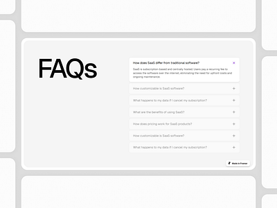 Framer FAQ Component - Framify Design design faq framer framer component library framer development framer template framer templates framer website web design