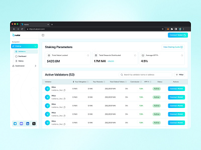 Nuklai Protocol - Web3 🚀 branding clean concept creative dashboard design figma illustration staking staking history ui uiux validators web3 web3 design web3 staking