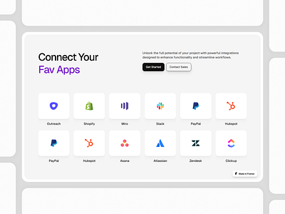 Framer App Integration Component - Framify Design animation apps framer framer component library framer development framer template framer templates framer website integration ui web design
