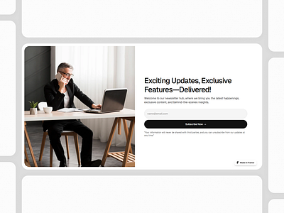 Framer Newsletter Component - Framify Design design framer framer component library framer development framer template framer templates framer website newsletter newsletter section web design