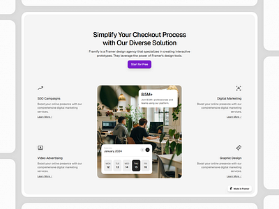 Framer Feature Component - Framify Design design feature feature section framer framer component library framer development framer template framer templates framer website web design
