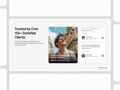 Framer Testimonial Component - Framify Design design framer framer component library framer development framer template framer templates framer website testimonial testimonial section web design