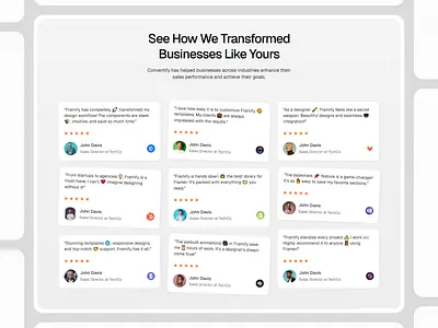 Framer Testimonial Component - Framify Design framer framer component library framer development framer template framer templates framer website illustration testimonial testimonial section web design