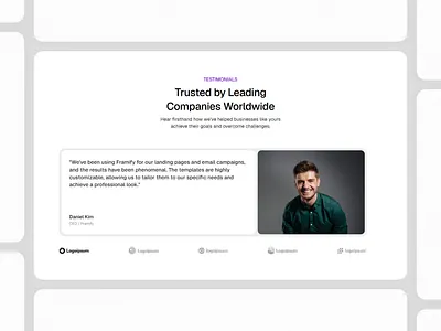 Framer Testimonial Component - Framify Design framer framer component library framer development framer template framer templates framer website illustration testimonial testimonial section web design
