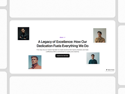 Framer Team Component - Framify Design about about section framer framer component library framer development framer template framer templates framer website web design