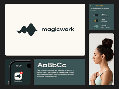 Magicwork | Mental Wellness App Branding branding concept design health heart icon identity illustration logo mental psychedelic pulse simple ui waves