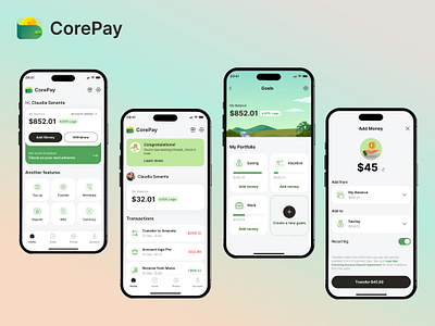 💳 CorePay – Smart Wallet App with Rewards & Goals app design b2b rewards app digital wallet digital wallet dashboard fintech app design investment app interface mobile banking app modern wallet ui trending app design wallet app ui