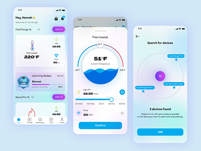 Bathtub App app appchallenge appdesign branding challenge cold design illustration interaction iot iotapp logo plunge typography ui uiappdesign uidesign ux uxappdesign uxdesign