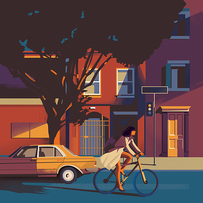 Urban biking biking city colorful design girl illustration urban vector